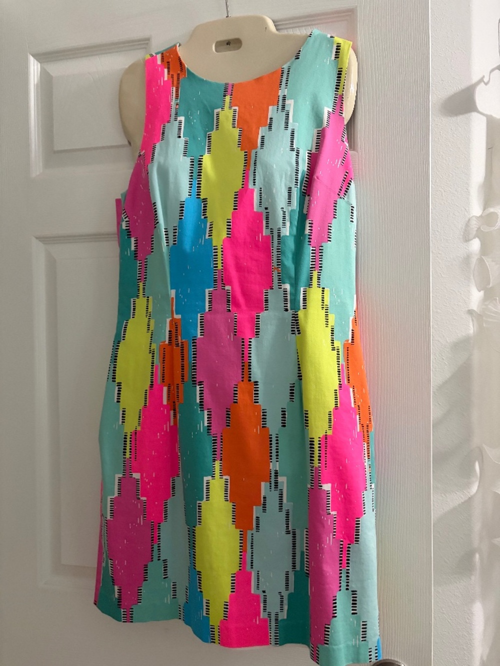 CeCe geometric design, colorful dress
